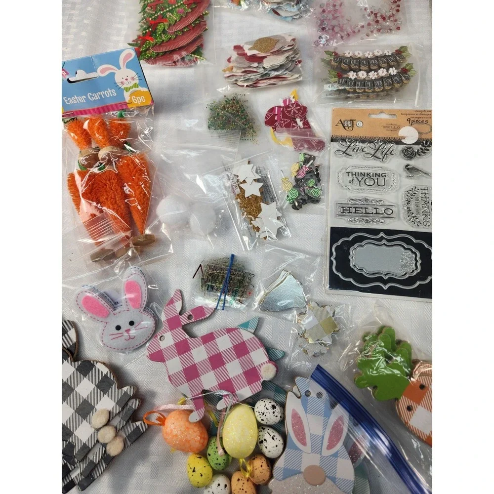 Lot of Mixed Craft Supplies New & Used Assorted Floral, Scrapbooking, Sewing Etc